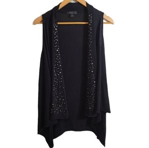 Forever21  Women's Sleeveless Waterfall Open Front Embellished Cardigan